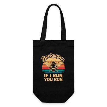  Beekeeper If I Run You Run Lustiger Imker Spruch - Geschenkbeutel für Flaschen - Schwarz - Vorne