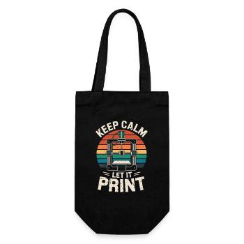  Keep Calm Let It Print 3D Drucker Spruch Retro - Geschenkbeutel für Flaschen - Schwarz - Vorne