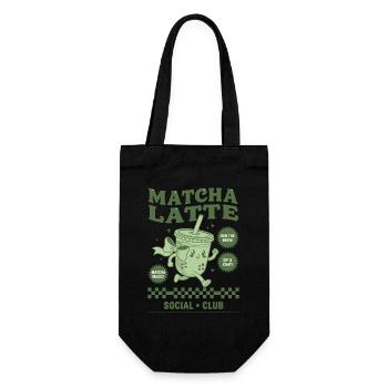 Matcha Latte Social Club Lustiger Grüner Matcha-Tee - Geschenkbeutel für Flaschen - Schwarz - Vorne