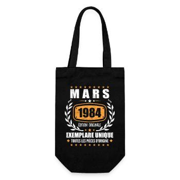 Originales Geburtstagsgeschenk vom März 1984 - Geschenkbeutel für Flaschen - Schwarz - Vorne