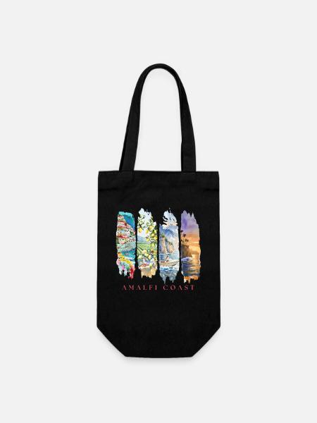 Design de la côte amalfitaine – Motif des vacances en Italie - Sac à bouteille - noir