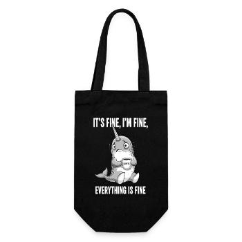 its fine im fine coffee narwal - Gift Bag for Bottles - black - Front