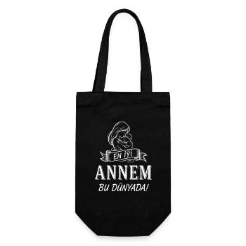 Best Mom in the World - Mother & Child Illustration - Gift Bag for Bottles - black - Front