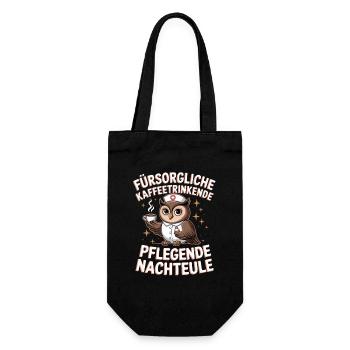  Fürsorgliche Kaffeetrinkende Pflegende Nachteule - Geschenkbeutel für Flaschen - Schwarz - Vorne