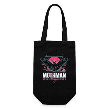  Mothman Retro Synthwave Kryptid Urban Legend 80er - Geschenkbeutel für Flaschen - Schwarz - Vorne
