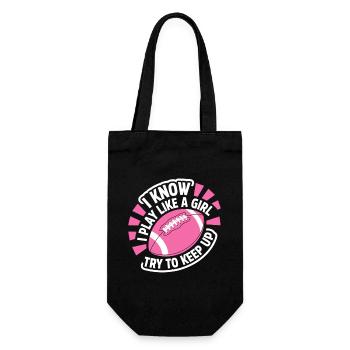 Play Like a Girl Football-Zitat - Geschenkbeutel für Flaschen - Schwarz - Vorne