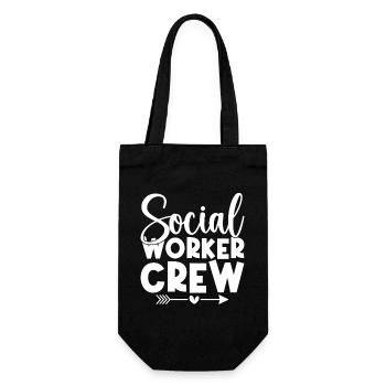 Social Worker Quote Crew Social Work - Geschenkbeutel für Flaschen - Schwarz - Vorne