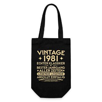 Birthday 1981 Vintage Real Classic - Gift Bag for Bottles - black - Front