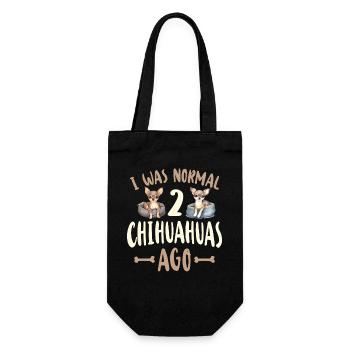 Chihuahua Chihuahueño I Was Normal - Geschenkbeutel für Flaschen - Schwarz - Vorne