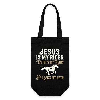 Jesus ist mein Reiter Glauben - Geschenkbeutel für Flaschen - Schwarz - Vorne