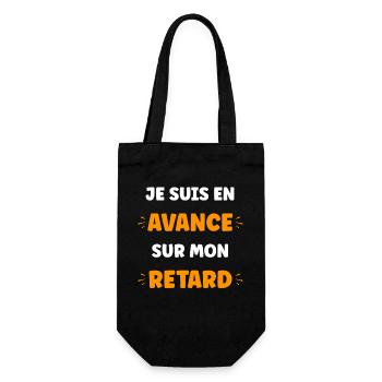 Humor Avance Sur Mon Retard - Geschenkbeutel für Flaschen - Schwarz - Vorne