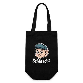 Sly Naughty Cartoon Head with Hat - Gift Bag for Bottles - black - Front