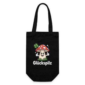 Lucky Funny Toadstool with Shamrock - Gift Bag for Bottles - black - Front