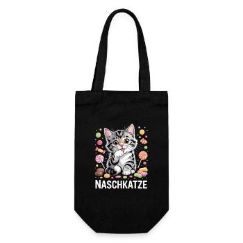 Naschkatze Süße Katze Mit Bonbons Motiv - Geschenkbeutel für Flaschen - Schwarz - Vorne