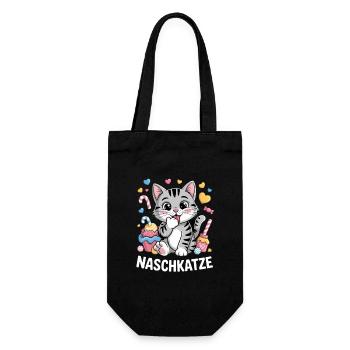 Sweet Tooth Cute Cartoon Cat With Candy - Gift Bag for Bottles - black - Front