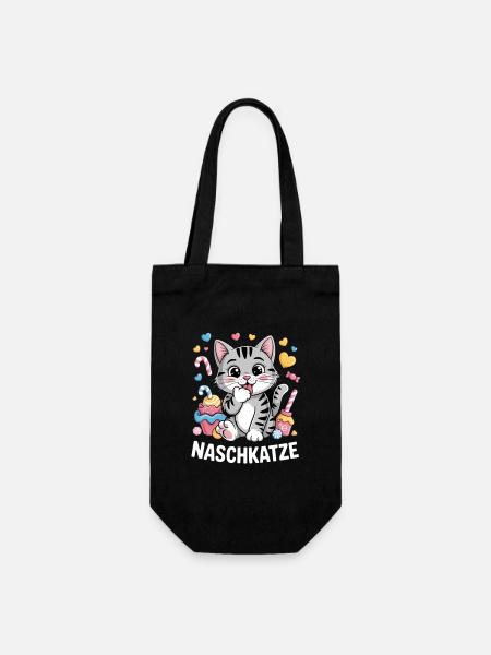 Naschkatze Süße Cartoon Katze Mit Süßigkeiten - Geschenkbeutel für Flaschen - Schwarz