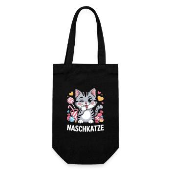 Suesse Naschkatze Katze Mit Bonbons - Geschenkbeutel für Flaschen - Schwarz - Vorne