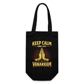 Tamil Tamilisch Sri Lanka Keep Calm Say Vanakkam - Geschenkbeutel für Flaschen - Schwarz - Vorne
