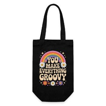 You Make Everything Groovy - Retro Rainbow - Geschenkbeutel für Flaschen - Schwarz - Vorne