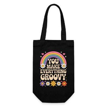 You Make Everything Groovy - Retro Rainbow - Geschenkbeutel für Flaschen - Schwarz - Vorne
