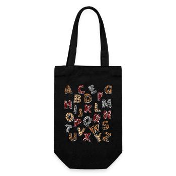Safari Afrika serengeti alphabet buchstaben - Geschenkbeutel für Flaschen - Schwarz - Vorne