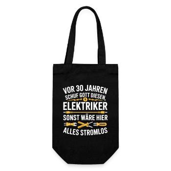Elektroniker 30 Geburtstag Strom Elektriker - Geschenkbeutel für Flaschen - Schwarz - Vorne