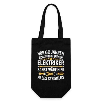 Elektroniker 60 Geburtstag Strom Elektriker - Geschenkbeutel für Flaschen - Schwarz - Vorne