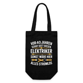 Elektroniker 40 Geburtstag Strom Elektriker - Geschenkbeutel für Flaschen - Schwarz - Vorne