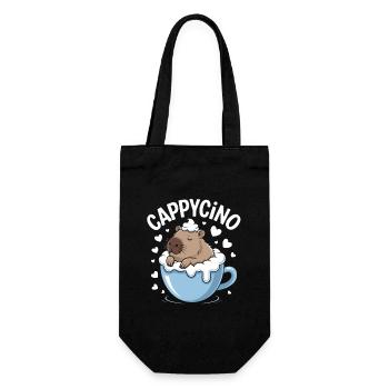  CAPPYCINO Lustiges Capybara Kaffee Spruch für - Geschenkbeutel für Flaschen - Schwarz - Vorne