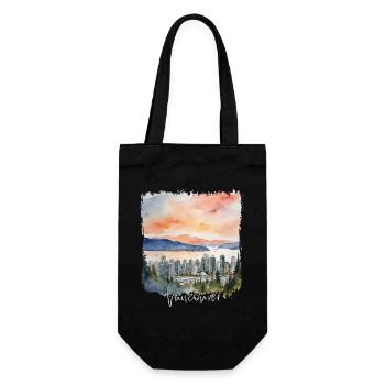 Vancouver Aquarell, Vancouver, Kanada - Geschenkbeutel für Flaschen - Schwarz - Vorne