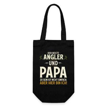 Angler & Papa Nicht einfach Hier bin ich Angeln - Geschenkbeutel für Flaschen - Schwarz - Vorne
