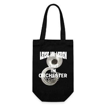 Sousaphon Leise im Leben Laut im Orchester - Geschenkbeutel für Flaschen - Schwarz - Vorne