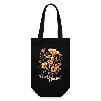 Sammeln & Aufblühen | Pilze Wald Natur - Geschenkbeutel für Flaschen - Schwarz - Vorne