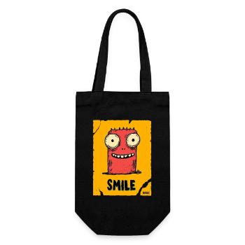 Lustiger Monster mit Smile - Geschenkbeutel für Flaschen - Schwarz - Vorne