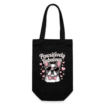  Pawsitively Fabulous Französische Bulldogge - Geschenkbeutel für Flaschen - Schwarz - Vorne
