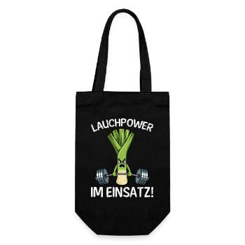 Gewichtheber LAUCHPOWER IM EINSATZ Lustiges - Geschenkbeutel für Flaschen - Schwarz - Vorne