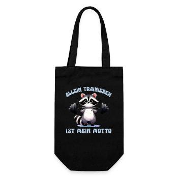 Kraftsport ALLEIN TRAINIEREN IST MEIN MOTTO Lustig - Geschenkbeutel für Flaschen - Schwarz - Vorne