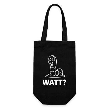 Watt Wurm Comic Elektrohumor - Geschenkbeutel für Flaschen - Schwarz - Vorne