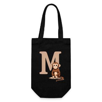 MonkeyM design with capital letter M - Gift Bag for Bottles - black - Front