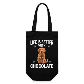 La vie est meilleure avec le motif du chien en chocolat - Sac à bouteille - noir - Devant