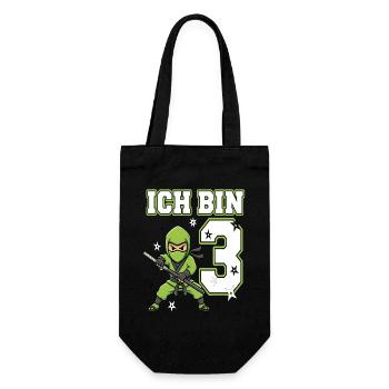 Ich bin 3 Ninja 3. Geburtstag Grüne Karate - Geschenkbeutel für Flaschen - Schwarz - Vorne