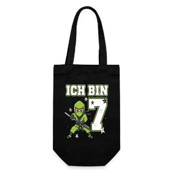 Ich bin 7 Ninja 7. Geburtstag Grüne Karate - Gift Bag for Bottles - black - Front