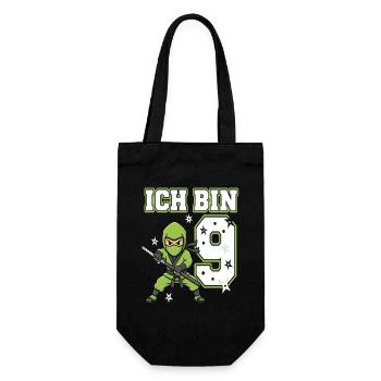 I'm 9 Ninja 9th Birthday Green Karate - Gift Bag for Bottles - black - Front