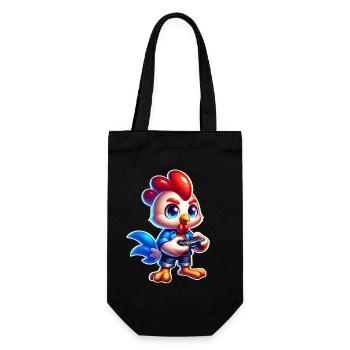 Gaming Huhn mit Controller - Geschenkbeutel für Flaschen - Schwarz - Vorne