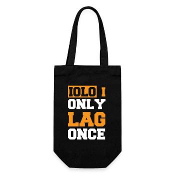 YOLO I Only LAG Once Gamer Quote Design - Gift Bag for Bottles - black - Front
