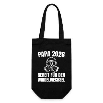 Dad 2026 Gas Mask Ready for Diaper Change - Gift Bag for Bottles - black - Front