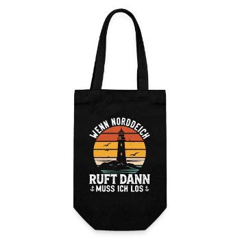 Nordsee Urlaub WENN NORDDEICH RUFT MUSS ICH LOS - Geschenkbeutel für Flaschen - Schwarz - Vorne