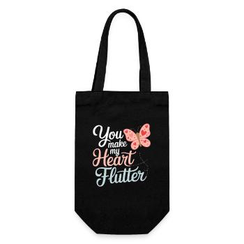You Make My Heart Flutter Romantic - Gift Bag for Bottles - black - Front