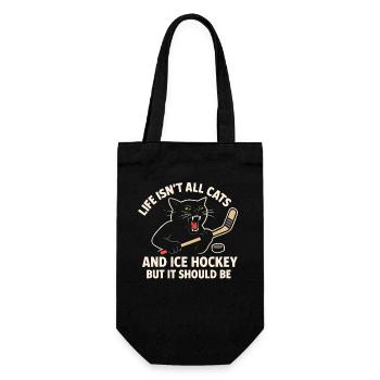 Hockey Katze Humor Eishockey Fan Geschenkidee - Geschenkbeutel für Flaschen - Schwarz - Vorne