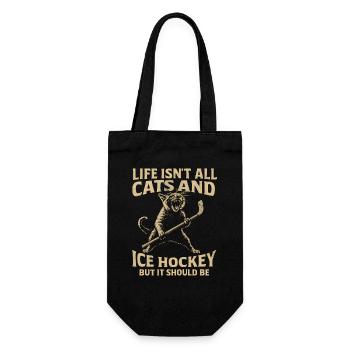 Hockey Katze Humor Eishockey Fan Geschenkidee - Gift Bag for Bottles - black - Front